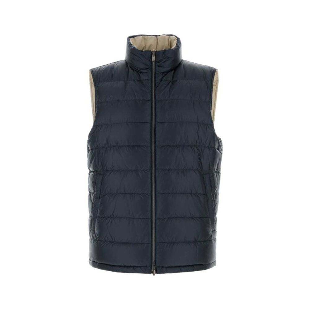 Herno Men Navy Blue Nylon Sleeveless Down Jacket